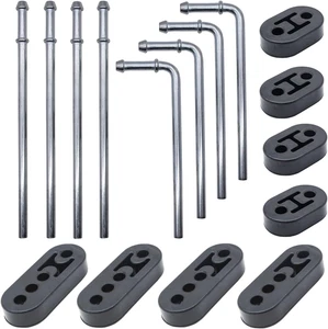 16PCS Rubber Exhaust Hanger Rod Set Heavy Duty 3/8"(10MM) Rod 90°7.6" Long + Str - Picture 1 of 6