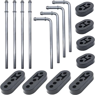 16PCS Rubber Exhaust Hanger Rod Set Heavy Duty 3/8"(10MM) Rod 90°7.6" Long + Str - Image 1 of 4