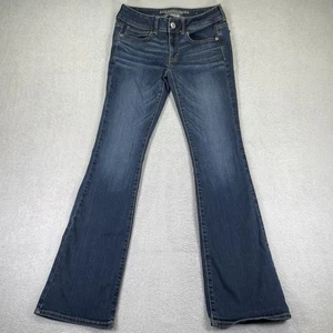 American Eagle Jeans Damen 6 lang blau Kick Boot Bootcut niedriger Bund dunkle Waschung - Bild 1 von 12