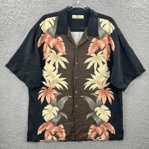 Tommy Bahama Hemd Herren Extra Large Braun Schwarz Seide Blumen Hawaii Knopfleiste - Bild 1 von 8