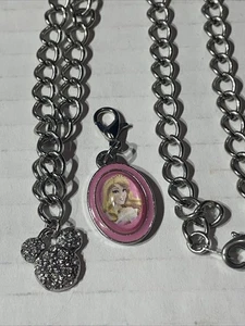 DISNEY Park Mickey Mouse Charm Necklace With Sleeping Beauty Princess Charm - Picture 1 of 7