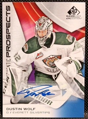 2019-20 UPPER DECK CHL AUTOGRAPH ROOKIE #75 DUSTIN WOLF Everett Silvertips Auto  - Image 1 of 2
