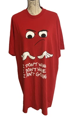 Camisa de dormir roja vintage años 90 Vanity Fair manga de una sola puntada divertida gráfica 100 % Foto 1 de 4