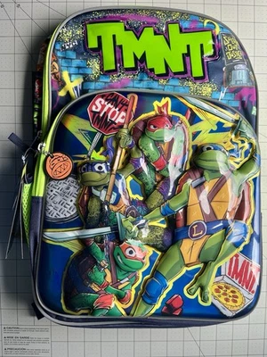 NEW! TEENAGE MUTANT NINJA TURTLES TMNT 17” LAPTOP BACKPACK 3D GLOW IN THE DARK - Image 1 of 3