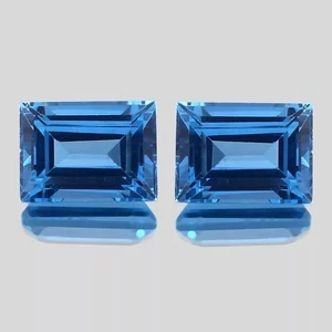 Unheated 18 Ct Brazilian Indicolite Blue Tourmaline Baguette Cut Gemstone Pair - Picture 1 of 4