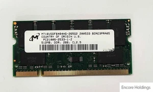 Micron 512 MB Memory Module - DDR - SODIMM - Non ECC - MT16VDDF6464HG-265G2 - Picture 1 of 1
