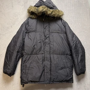 Tommy Hilfiger Coat Men’s Size M Black Heavy Parka Faux Fur Removable Hood - Picture 1 of 21