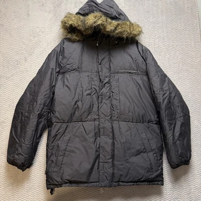 Tommy Hilfiger Coat Men’s Size M Black Heavy Parka Faux Fur Removable Hood - Image 1 of 4