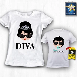 T-shirt Mamma Bimbo DIVA BODYGUARD PERSONALIZZATA natale compleanno  Idea Regalo - Picture 1 of 7