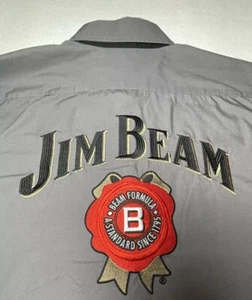 Jim Beam Gray Embroidered Mechanic Shirt Button Up Bourbon Rockabilly Sz XL  - Picture 1 of 7