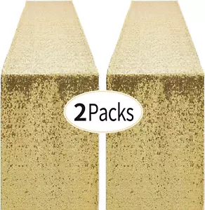 2 Packs 12 X 72 Inches Gold Sequin Table Runner, Glitter Runner for Birthday Par - Picture 1 of 12