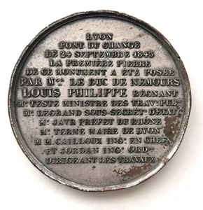 MED 19. Medalla Louis Philippe - Pont du Change - Lyon 1843 por Barre - Imagen 1 de 2