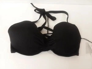 NWT Womens Shade & Shore Light Lift Halter Black Bikini Top Underwire 36C - Picture 1 of 7