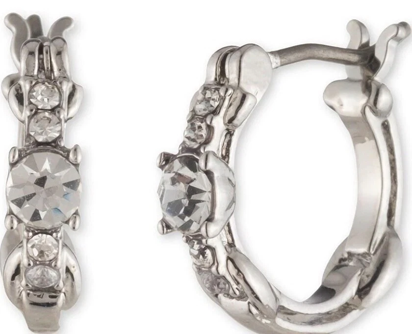 $35 NUEVO CON ETIQUETAS GIVECHY TONO PLATA Y CRISTAL MINI ARO -LA17 Foto 1 de 1