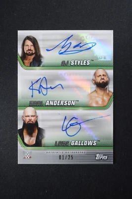 2019 Topps WWE Money in the Bank AJ Styles Karl Anderson Luke Gallows Auto #1/25 - Image 1 of 3