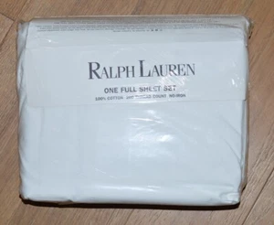 NEW Vtg Ralph Lauren FULL Fitted & Flat Sheet Set Supima White NOS Sealed 1990’s - Picture 1 of 6