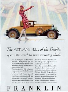 1929 Franklin Model 135 Coupe Original Color Artwork Ad 