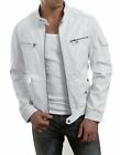 Men's Lambskin 100% Real Leather Biker Jacket Stylish High Quality White Coat