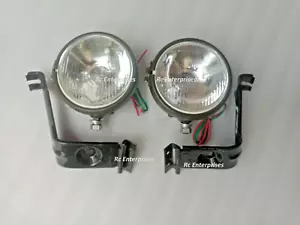 Fit For Willys Jeep MB Ford GPW Headlight Light with Bracket Pair Left & Right - Foto 1 di 9
