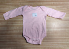 Burt's Bees Baby Girl Size Preemie 100% Cotton Long Sleeve Pink Bodysuit