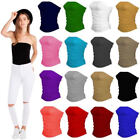 Womens Sleeveless Boob tube Bandeau Strapless Ruched Vest Top Plus Size t shirt