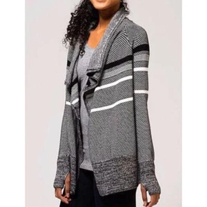 Ivivva Gray Black Striped Feelin Toasty Cardigan Sweater, Size 10Y (k8) - Picture 1 of 5