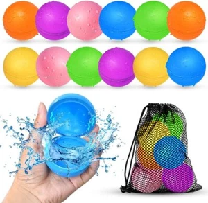 12Pcs Reusable Water Balloons, Pool Beach water Toys Outdoor Summer Magnetic - Picture 1 of 7
