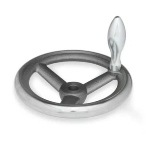 Volante DIN, hierro fundido, 160 mm Ø, agujero de 15 mm, con mango fijo - Imagen 1 de 2