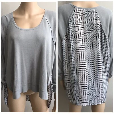 Blusa esplêndida manga longa cinza multicolorida tamanho XL gola redonda - Imagem 1 de 4