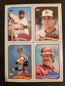 1989 Topps Baseball Wax Box Bottom Uncut Panel Nolan Ryan Ripken Rice Schmidt