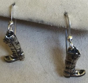 Vintage Sterling KABANA Figural Cowboy Boots Earrings - Picture 1 of 4