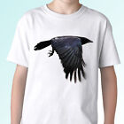 Raven white t shirt animal flying bird tee crow top - mens womens kids sizes