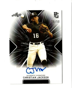 2021 CHRISTIAN JACKSON LEAF PERFECT GAME AUTO BLACK PARALLEL ROOKIE #29/50 NEW