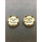 Chanel Vintage Round CC mark earrings women jewelry diameter 35mm gold plated