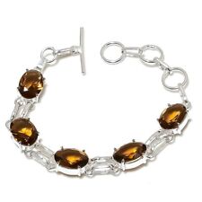 Hessonite Garnet Gemstone Handmade 925 Sterling Silver Jewelry Bracelet Sz 7-8"