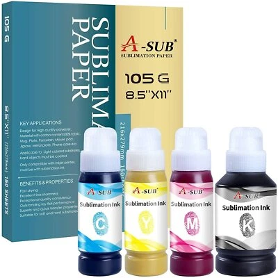 Bundle A-SUB Sublimation Paper 105g + Sublimation Ink for Epson Ecotan 2400 2803 - Image 1 of 4