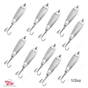 Peces 10 piezas ¡GUAU! 1/2 oz plantilla de fundición cucharas martilladas plata 0,5 oz NUEVO - Imagen 1 de 8