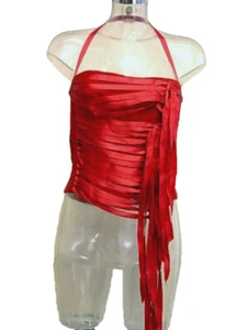 Top fascia da Donna OCCHI NERI Tg. S Rosso in Pura Seta Aderente Sexy - Picture 1 of 4