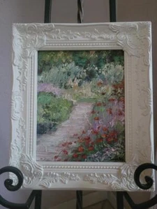 Sean Wu original oil painting 8x10 on hardboard, "floral walking path" - Picture 1 of 4