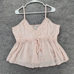 American Rag CIE Top Womens Large Cropped Sleeveless Pink V Neck - Picture 1 of 7