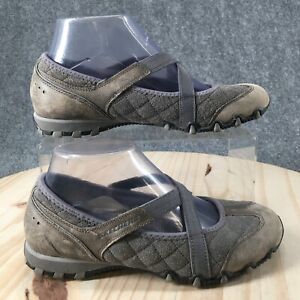 Skechers Shoes Womens 6.5 Mary Jane Criss Cross Straps Comfort Grey Leather