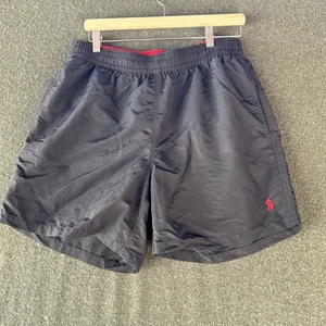 Vintage Polo Ralph Lauren Badeshorts Herren L schwarz 5" Badehose Kordelzug gefüttert - Bild 1 von 9