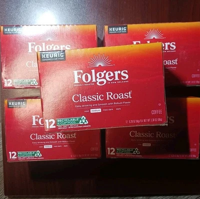 Cápsulas Keurig K-Cup de café tostado medio clásico Folgers, 60 quilates BB 12/15/2025 Foto 1 de 3