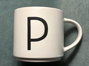 Pottery Barn Mug Mason Stoneware Letter P Coffee Cup Monogram Initial 16 oz. NEW - Picture 1 of 8
