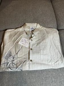 NWT Aftco Guy Harvey Hawaiian Shirt Men Large Marlin Button Up Short Sleeve USA - Picture 1 of 14