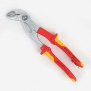 Knipex Insulated VDE Cobra QuickSet Pliers with Chrome Finish, 10" - Tethered At - Picture 1 of 11
