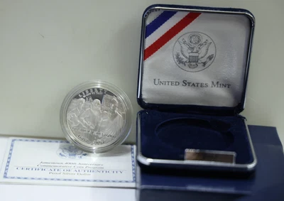 2007 P Jamestown 400th Anniversary Silver Dollar PROOF $1 Coin Box and COA.. - Image 1 of 4