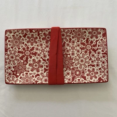 Hallmark Red White Floral Snowflake Rectangle serving dish tray Holiday - Image 1 of 2