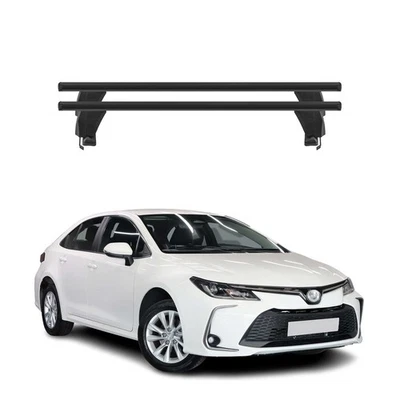 Se adapta a barras transversales de techo superiores para Toyota Corolla 2019-2025 sedán 2 piezas aluminio negro Foto 1 de 4