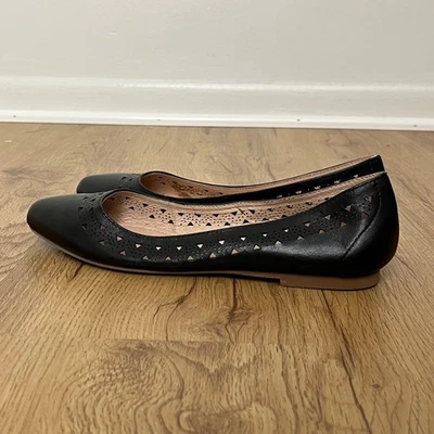 Zapatos planos para mujer Miz Mooz de cuero negro con punta recortada talla 8/38,5 Foto 1 de 4